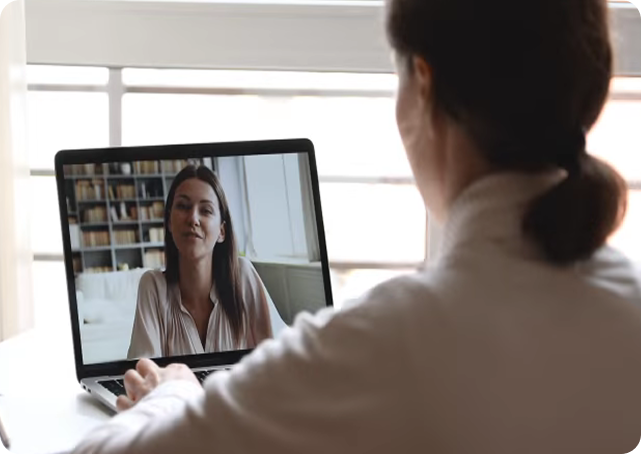 Therapist on a video call